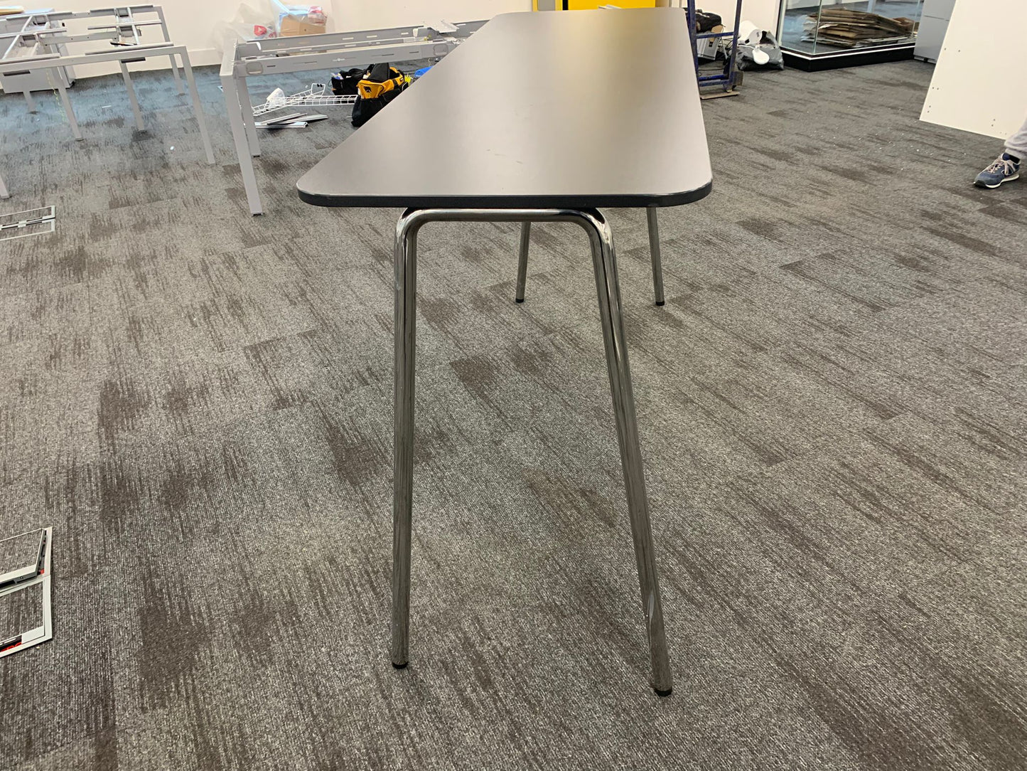 Used high table chrome folding leg rectangle Grey  H 104cm W 60cm D 180cm
