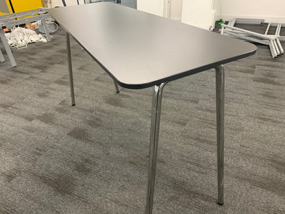 Used high table chrome folding leg rectangle Grey  H 104cm W 60cm D 180cm