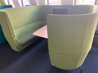 Used Orangebox Cwtch Sofa Booth Collaborative Privacy  6 Seater including table apple green