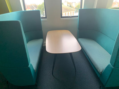 Used Orangebox Cwtch Sofa Booth Collaborative Privacy 6 Seater including table Blue