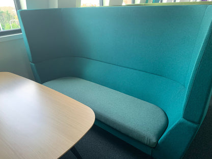 Used Orangebox Cwtch Sofa Booth Collaborative Privacy 6 Seater including table Blue