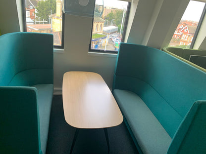 Used Orangebox Cwtch Sofa Booth Collaborative Privacy 6 Seater including table Blue
