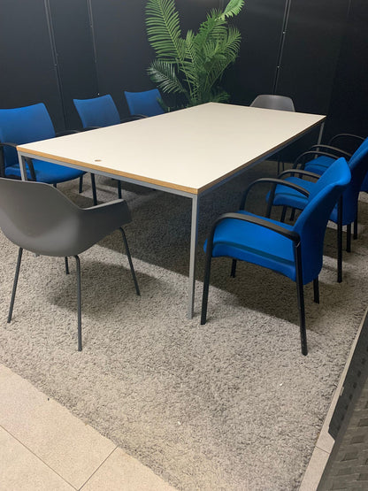 Used Extra large white conference boardroom meeting rectangular table desk 240cm x 130cm. £499