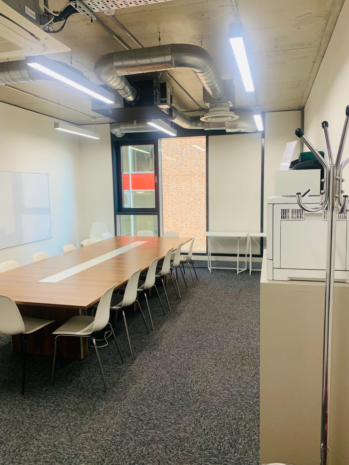 Second hand Extra large wood finish conference boardroom meeting office table H 73cm D 150cm W 400cm