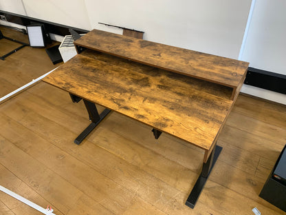 Used Electric sit stand height adjustable rustic wood finish desk