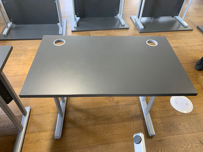 Used Straight Office Desk dark grey Top Silver Cantilever Leg