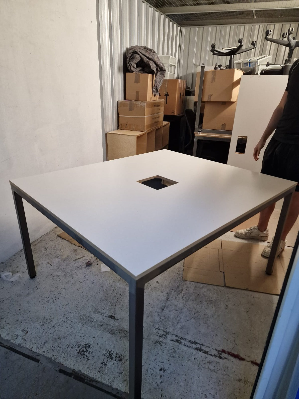 Used Boardroom Meeting Table office off white 140cm x 120cm