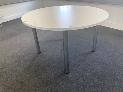Second hand table meeting office White circular break out conference stick leg 120cm