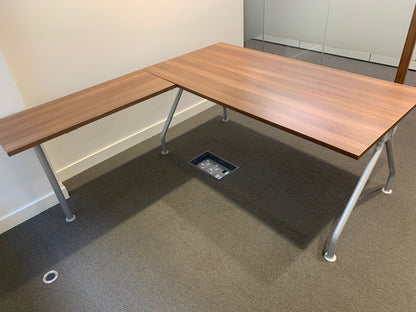 Used  Corner L shape Desk Walnut Rectangle 180cm x 160cm