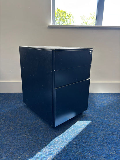 Used second hand Black office cabinet metal desk drawers 60cm h x w 40cm x d 52cm. £59