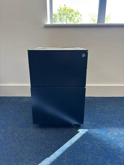 Used second hand Black office cabinet metal desk drawers 60cm h x w 40cm x d 52cm. £59