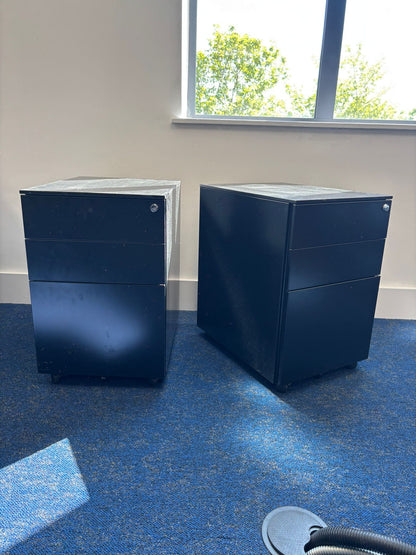 Used second hand Black office cabinet metal desk drawers 60cm h x w 40cm x d 52cm. £59