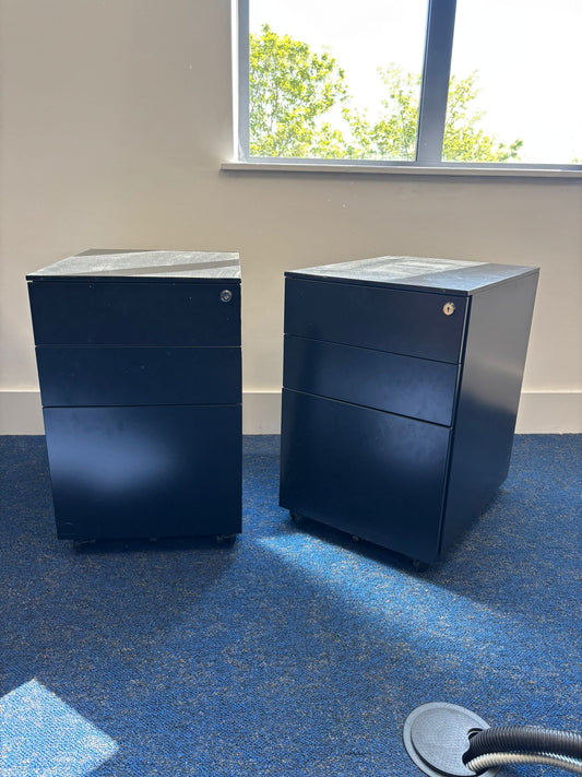 Used second hand Black office cabinet metal desk drawers 60cm h x w 40cm x d 52cm