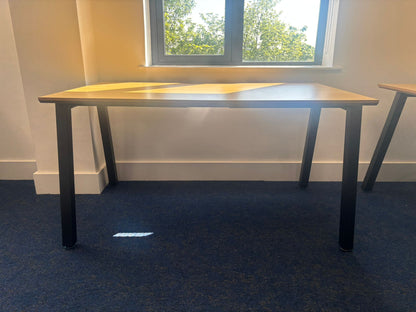 Used Single Desk Wood finish top Black frame legs stick office 140cm x 80cm