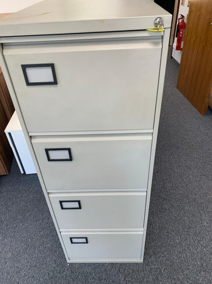 Used filing cabinet grey 4 drawer lockable metal