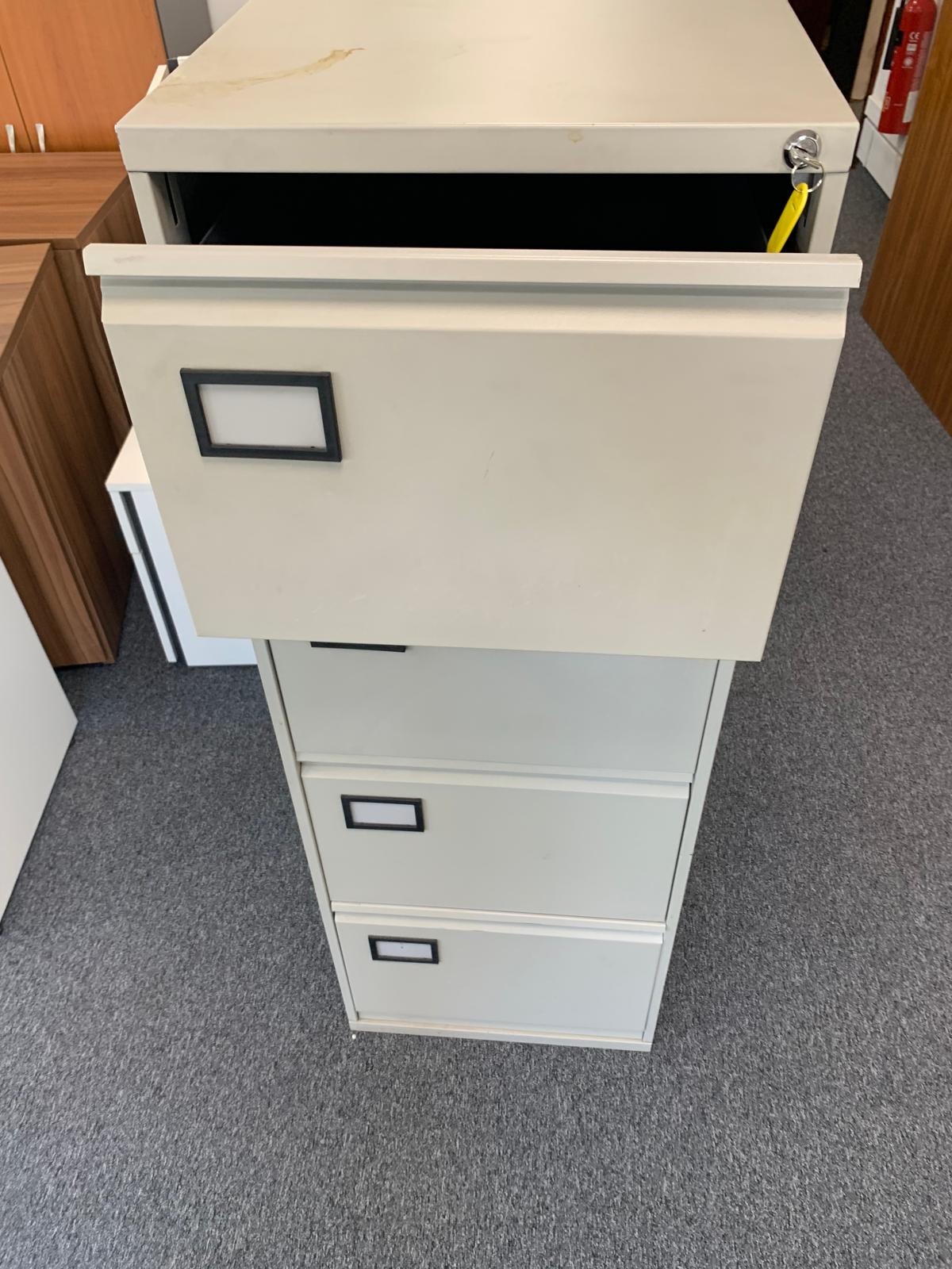 Used filing cabinet grey 4 drawer lockable metal