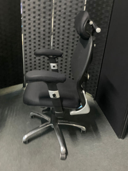 Used office chair high back ergonomic adjustable  Black with  head rest