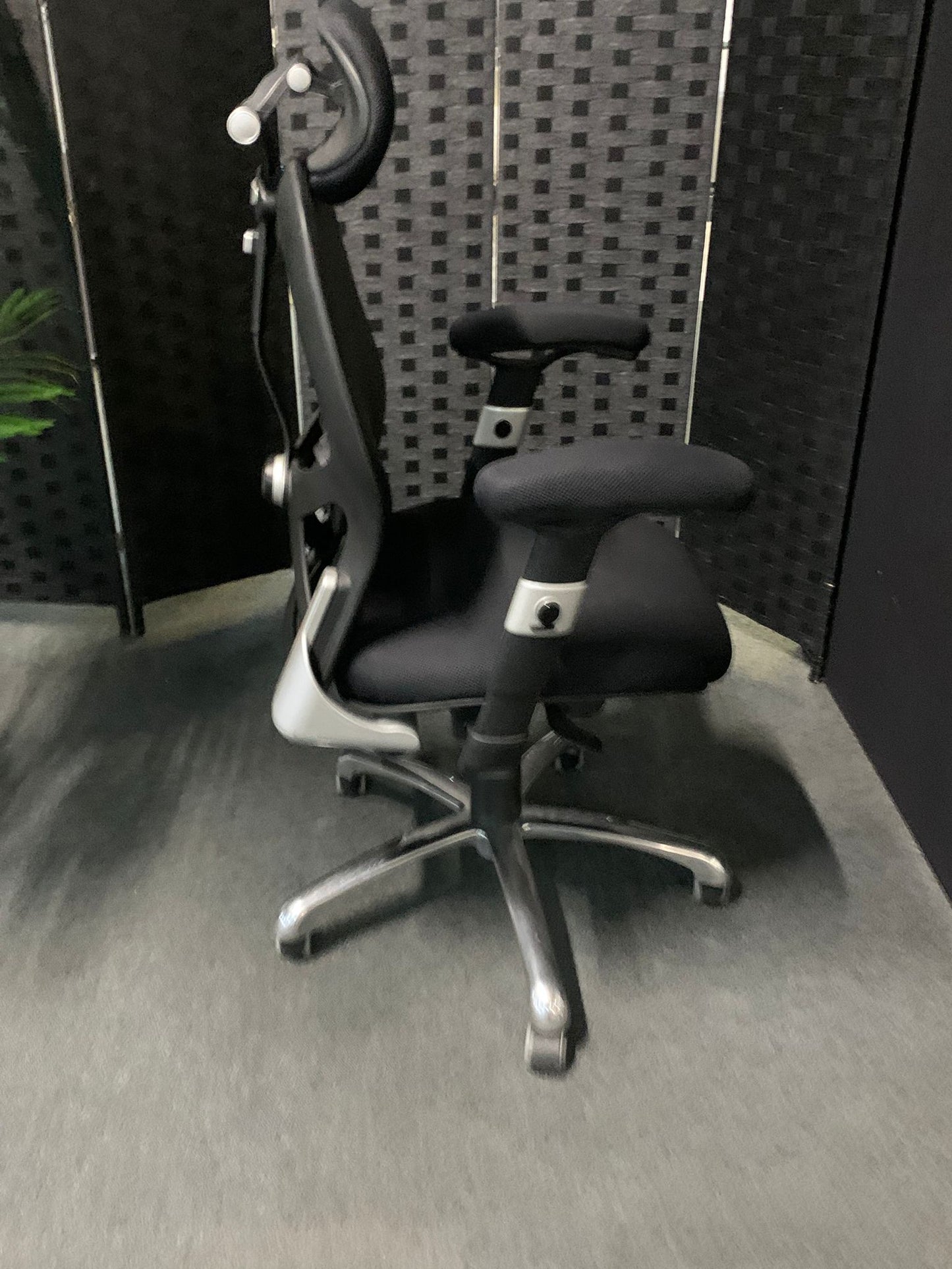 Used office chair high back ergonomic adjustable  Black with  head rest