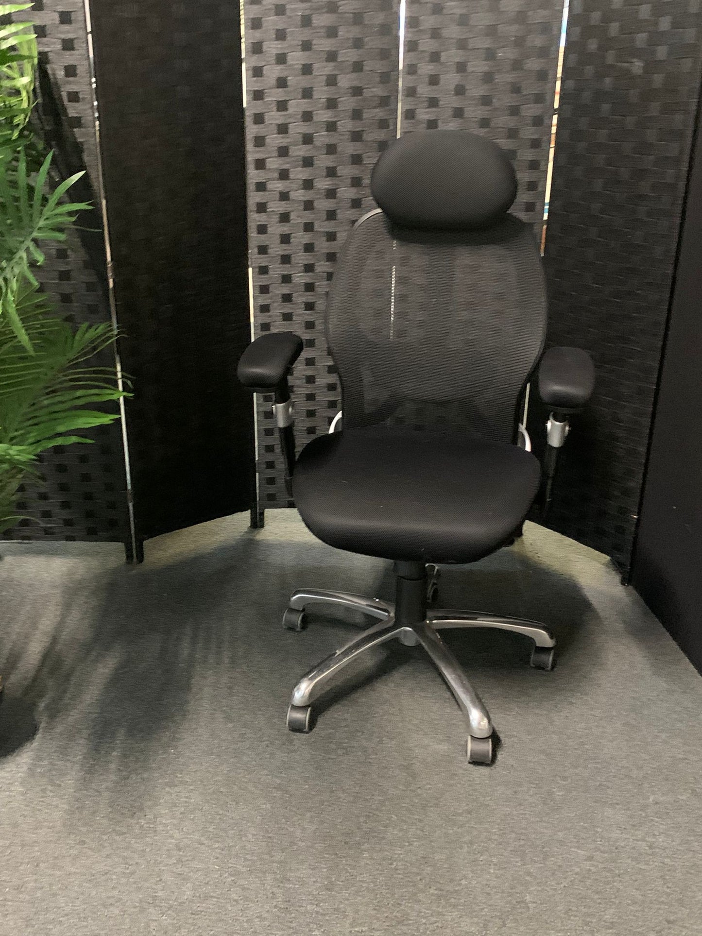 Used office chair high back ergonomic adjustable  Black with  head rest