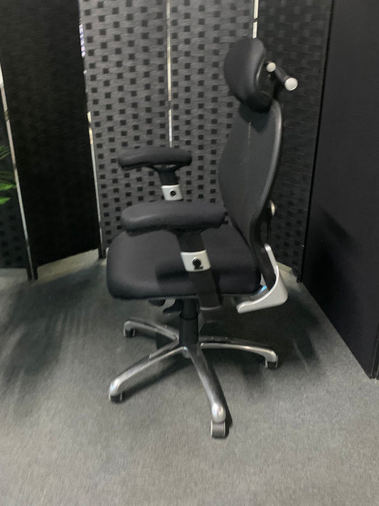 Used office chair high back ergonomic adjustable  Black with  head rest
