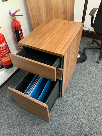 Used pedestal Office drawers storage walnut finish H73cm  W43cm D60cm
