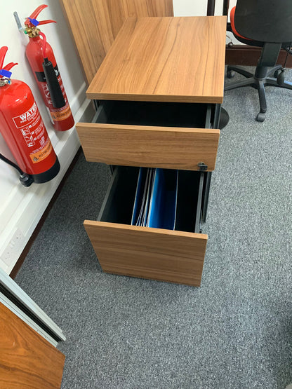 Used pedestal Office drawers storage walnut finish H73cm  W43cm D60cm