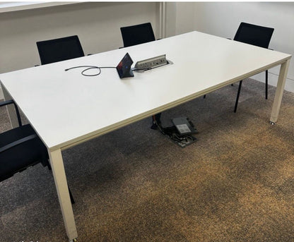 Used boardroom meeting Extra large white conference rectangular table  220cm x 120cm
