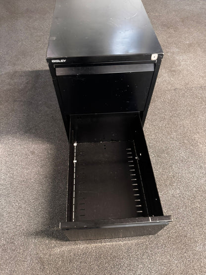 Pre-owned two drawer cabinet pedestal Black Bisley   D62cm x H71cm x W47cm