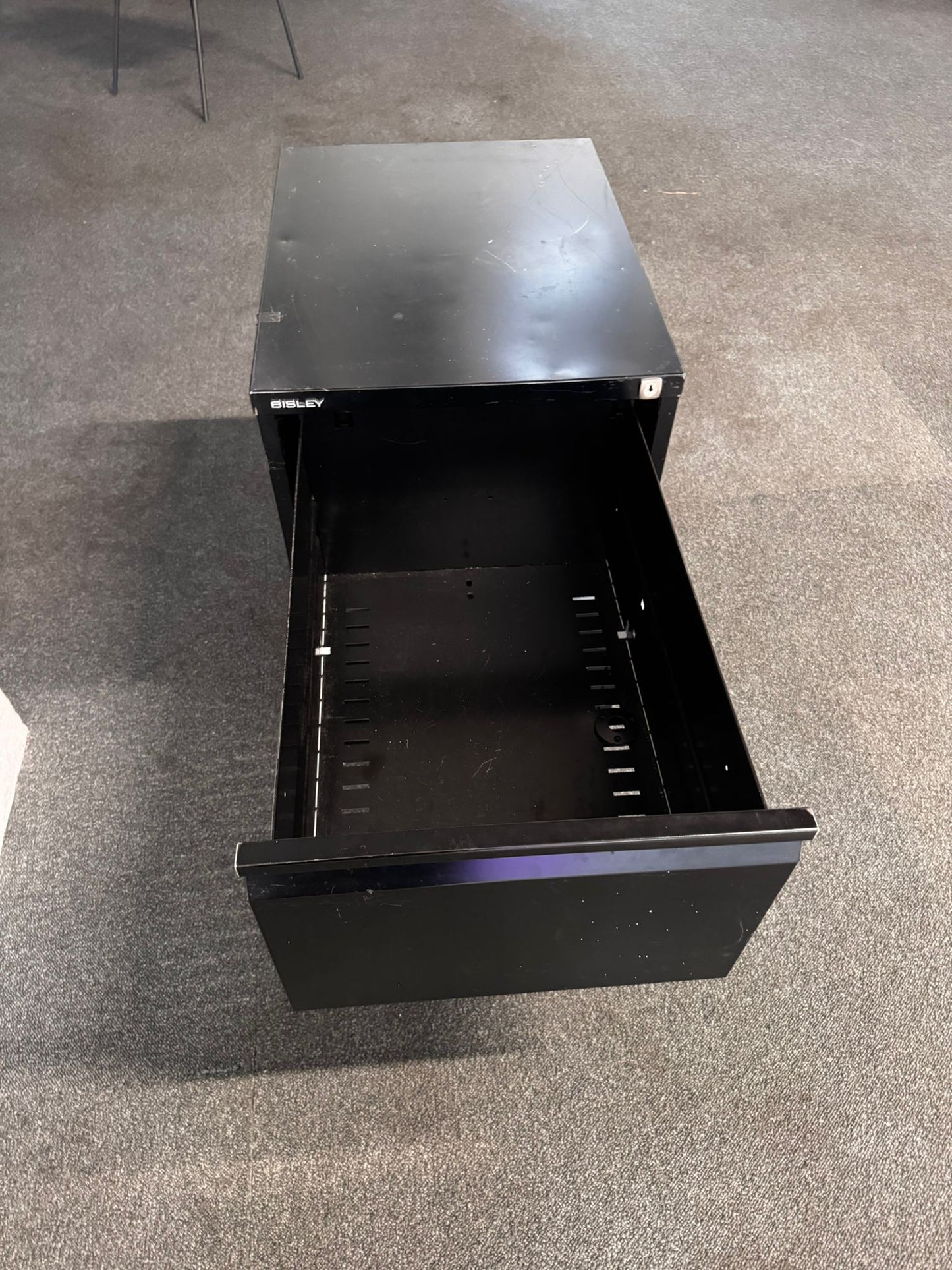 Pre-owned two drawer cabinet pedestal Black Bisley   D62cm x H71cm x W47cm