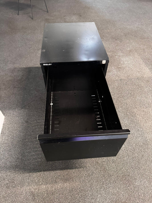 Pre-owned two drawer cabinet pedestal Black Bisley   D62cm x H71cm x W47cm