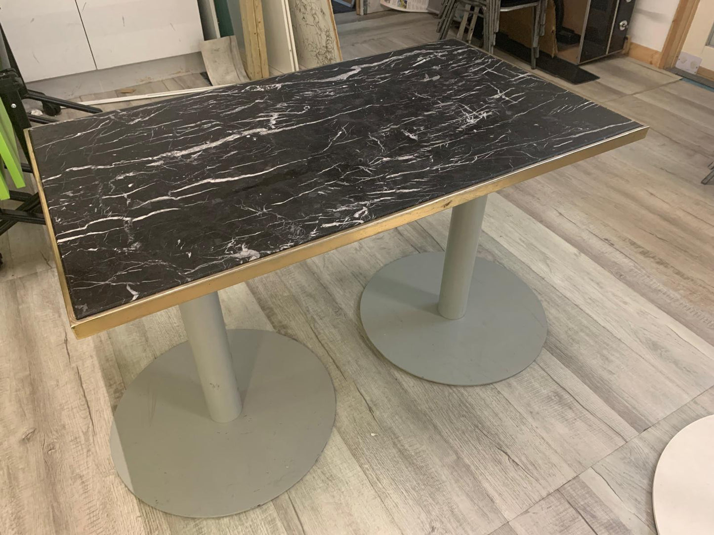 Used Table Black Marble pedestal legs 120cm x 70cm