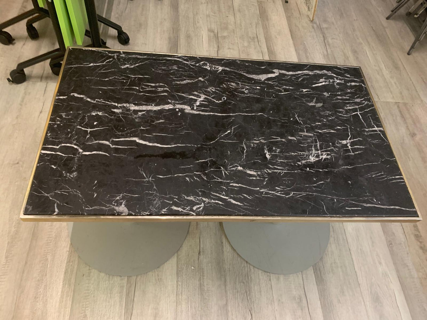 Used Table Black Marble pedestal legs 120cm x 70cm