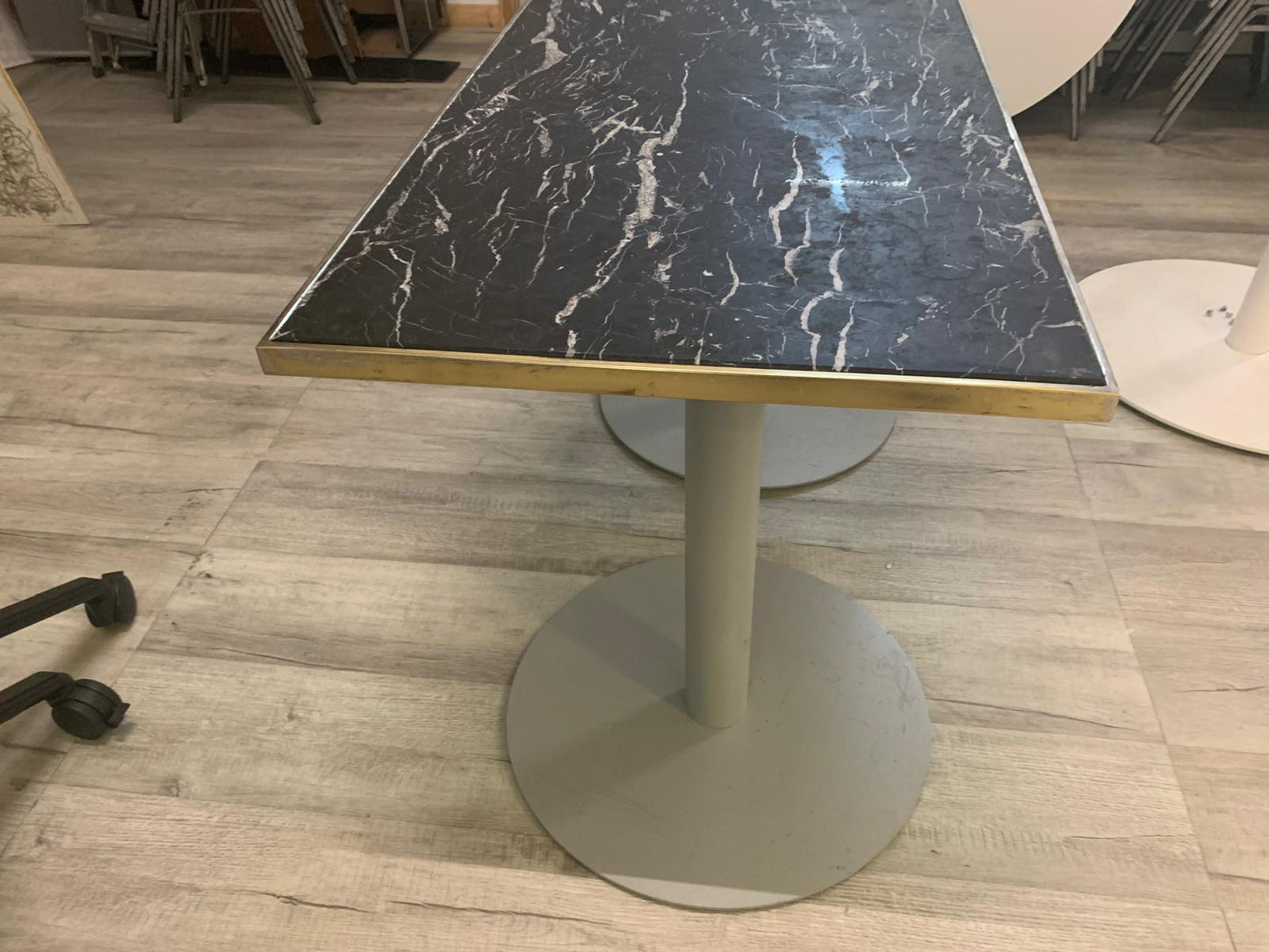 Used Table Black Marble pedestal legs 120cm x 70cm