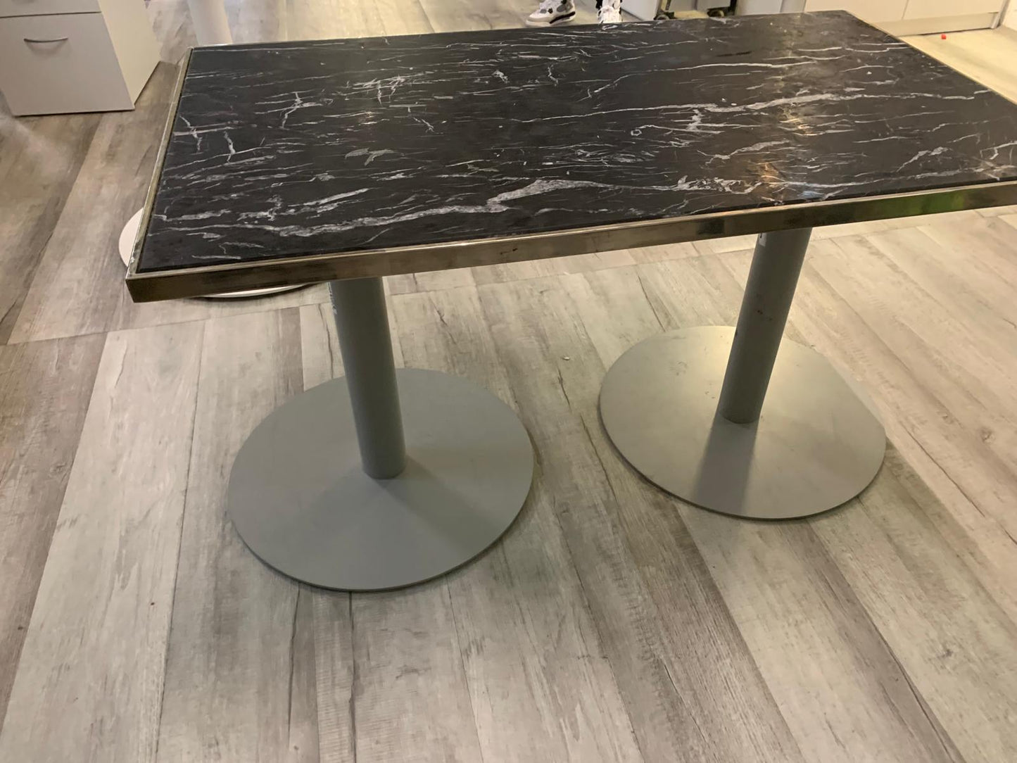 Used Table Black Marble pedestal legs 120cm x 70cm