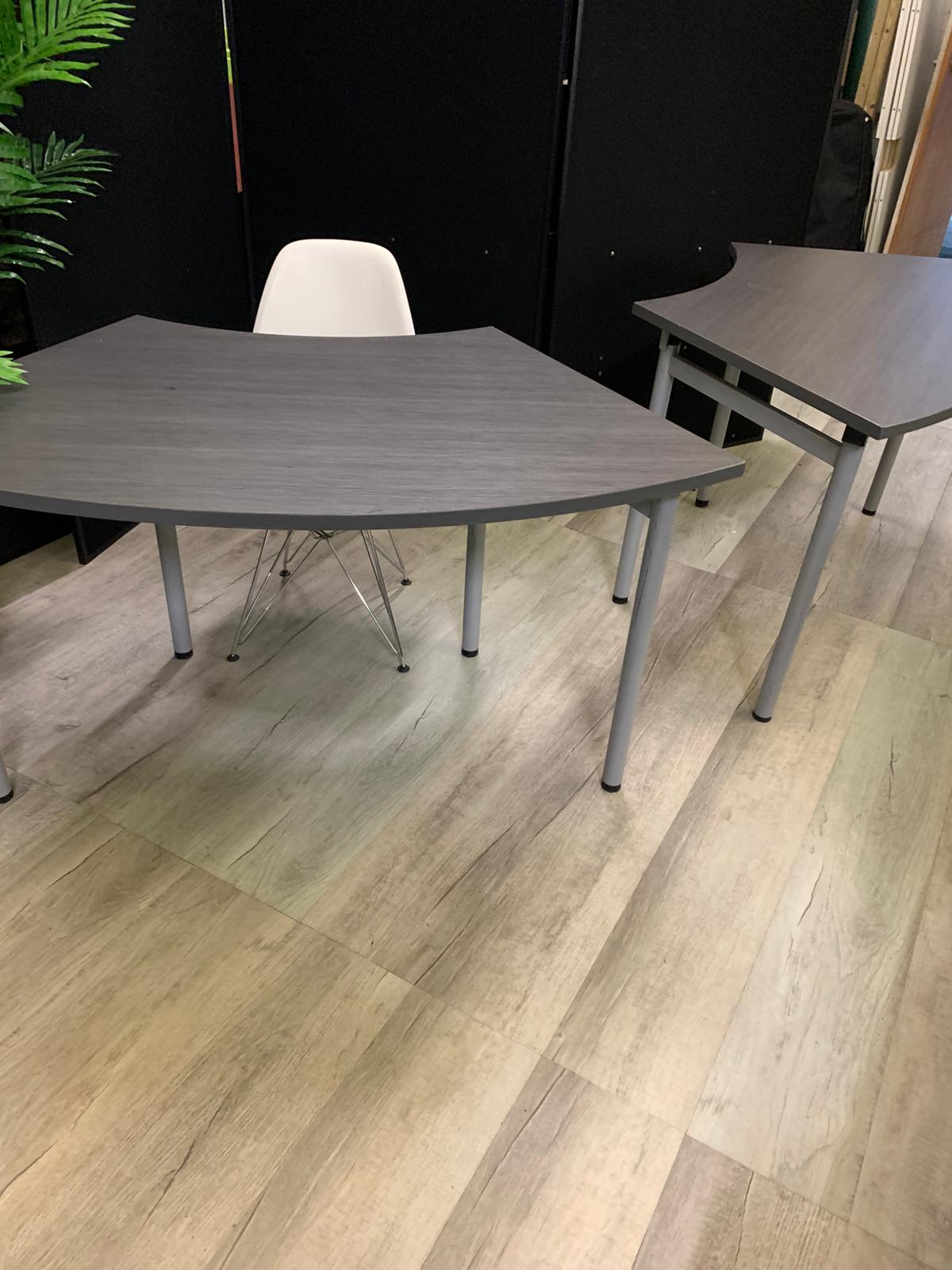 Used Metroplan conference table folding textured grey brown top 136cm x 68cm