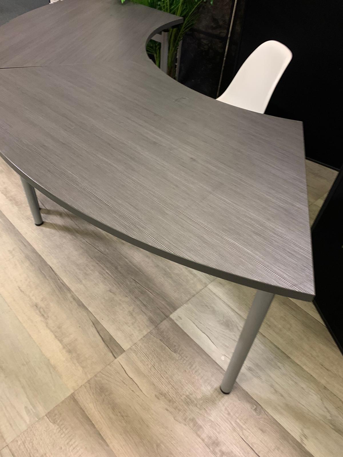 Used Metroplan conference table folding textured grey brown top 136cm x 68cm