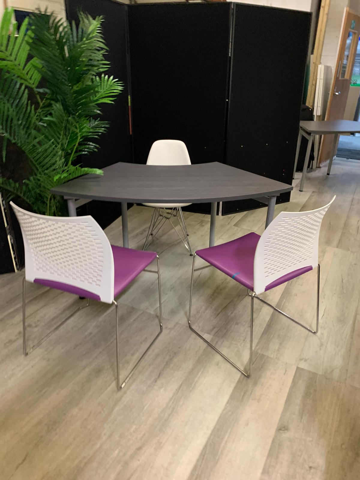 Used Metroplan conference table folding textured grey brown top 136cm x 68cm
