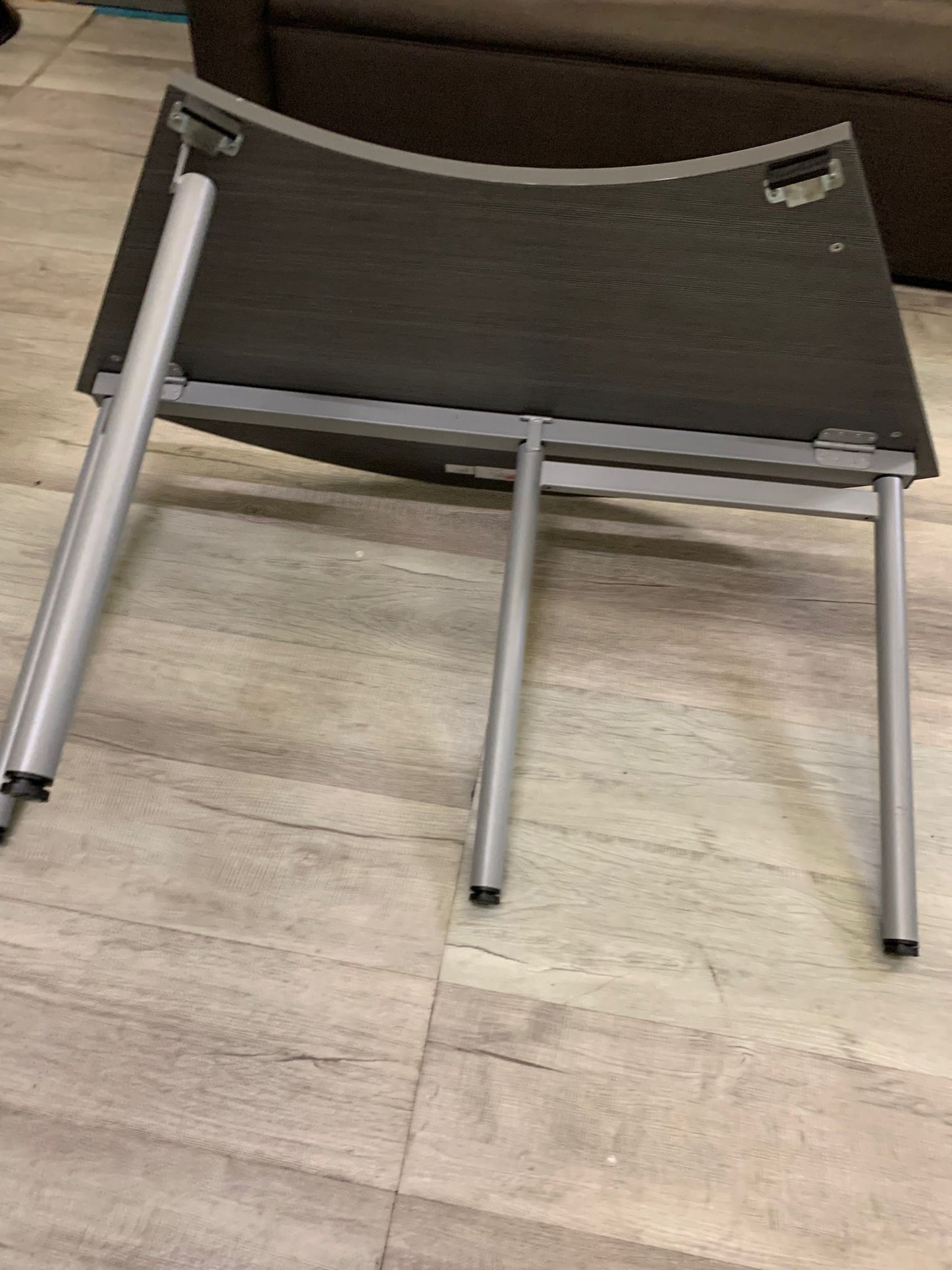 Used Metroplan conference table folding textured grey brown top 136cm x 68cm