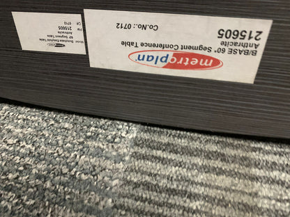 Used Metroplan conference table folding textured grey brown top 136cm x 68cm
