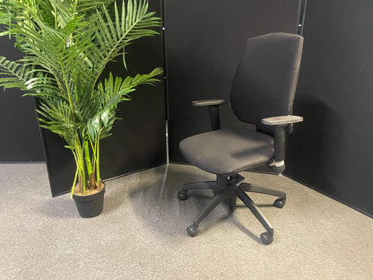used Steelcase Lets B Task Chair with Arms in Original Black Fabric ergonomic adjustable