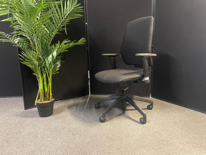 used Steelcase Lets B Task Chair with Arms in Original Black Fabric ergonomic adjustable