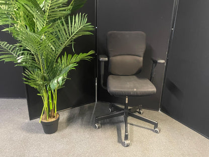 used Steelcase Lets B Task Chair with Arms in Original Black Fabric ergonomic adjustable