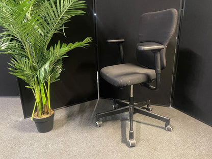 used Steelcase Lets B Task Chair with Arms in Original Black Fabric ergonomic adjustable