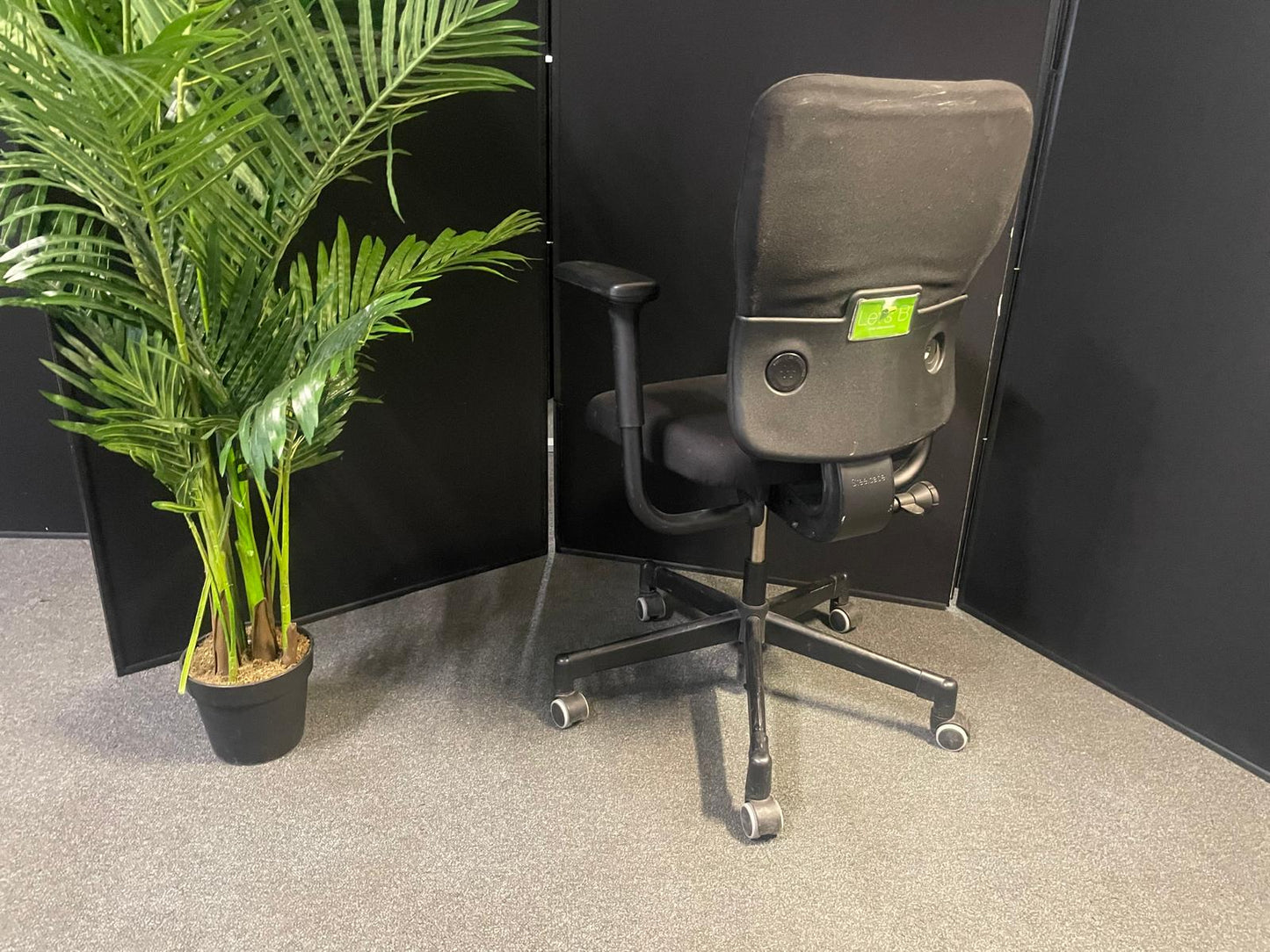 used Steelcase Lets B Task Chair with Arms in Original Black Fabric ergonomic adjustable