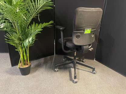 used Steelcase Lets B Task Chair with Arms in Original Black Fabric ergonomic adjustable