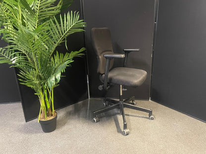 used Steelcase Lets B Task Chair with Arms in Original Black Fabric ergonomic adjustable