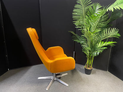 Pre-owned IKEA Karlstad swivel chair high back star-shaped base vibrant orange