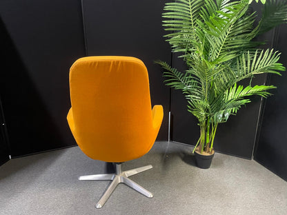 Pre-owned IKEA Karlstad swivel chair high back star-shaped base vibrant orange