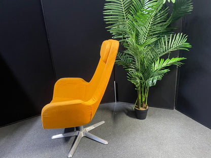 Pre-owned IKEA Karlstad swivel chair high back star-shaped base vibrant orange