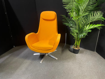 Pre-owned IKEA Karlstad swivel chair high back star-shaped base vibrant orange
